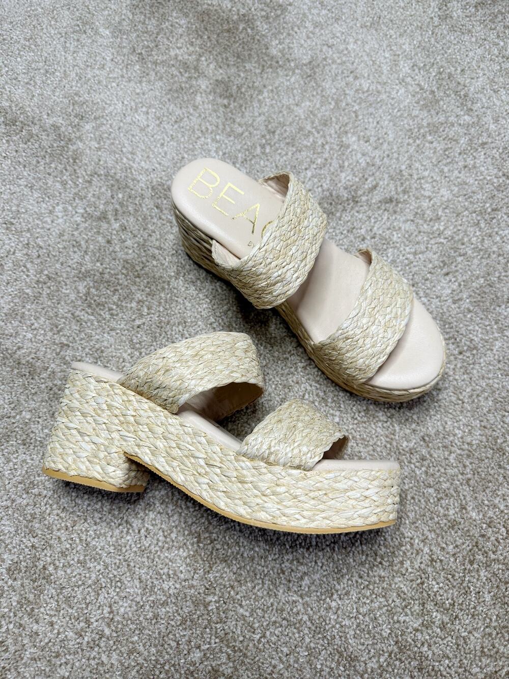 Beach By Matisse Ocean Avenue Raffia Platform Sandals Size 9